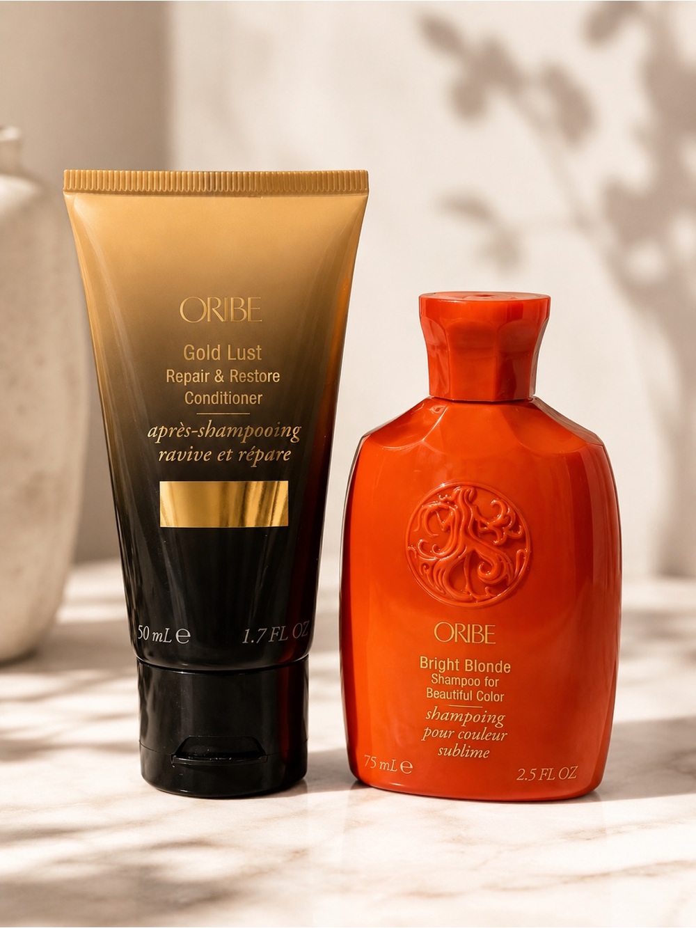 NEW Oribe Bright Blonde Shampoo & Gold Lust Conditioner Travel Duo Hair Care Set